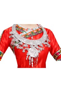 Design Miao costumes, custom-made Miao and Yi clothes, Yi female minority performance costumes, Tujia dance costumes, ethnic style SKDO019 front view